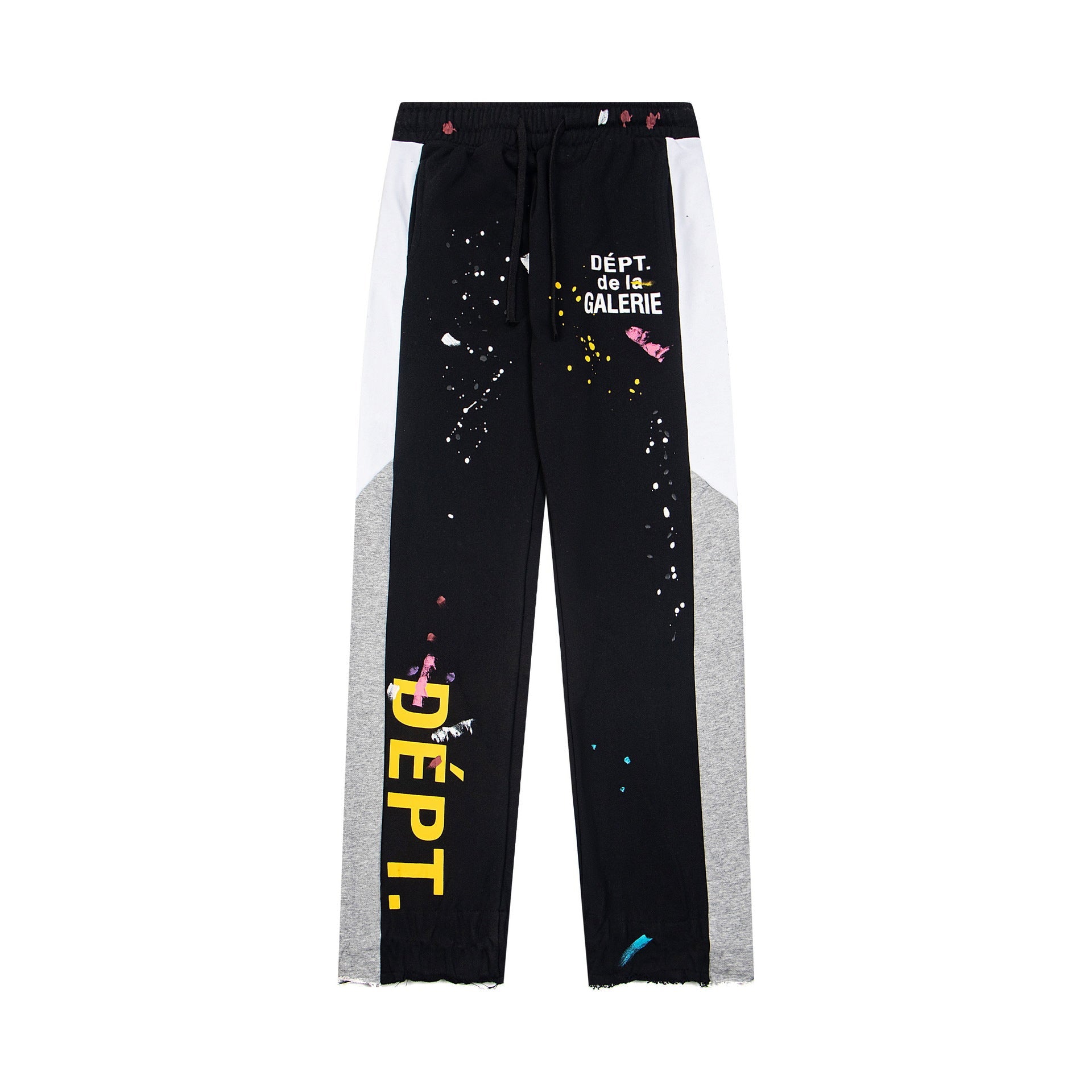 Gallery Dept Black Frayed Hem Logo Splatter Flare Sweatpants