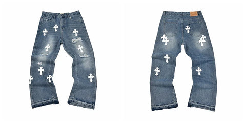 Gallery Dept White Cross Embroidered Jeans