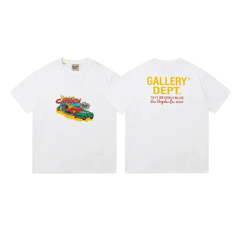 GALLERY DEPT CAR SHOW GRAPHIC WHITE SHORT SLEEVE TEE