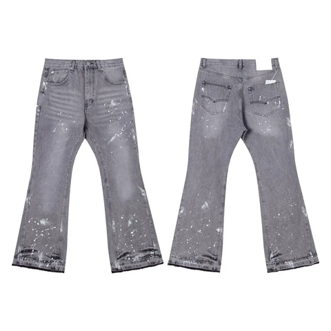 Gallery Dept Grey‑Wash Paint‑Splatter Flare Jeans