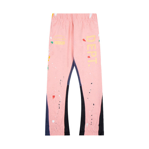 Gallery Dept Pink Vertical Dept Logo Splatter Print Flare Sweatpants