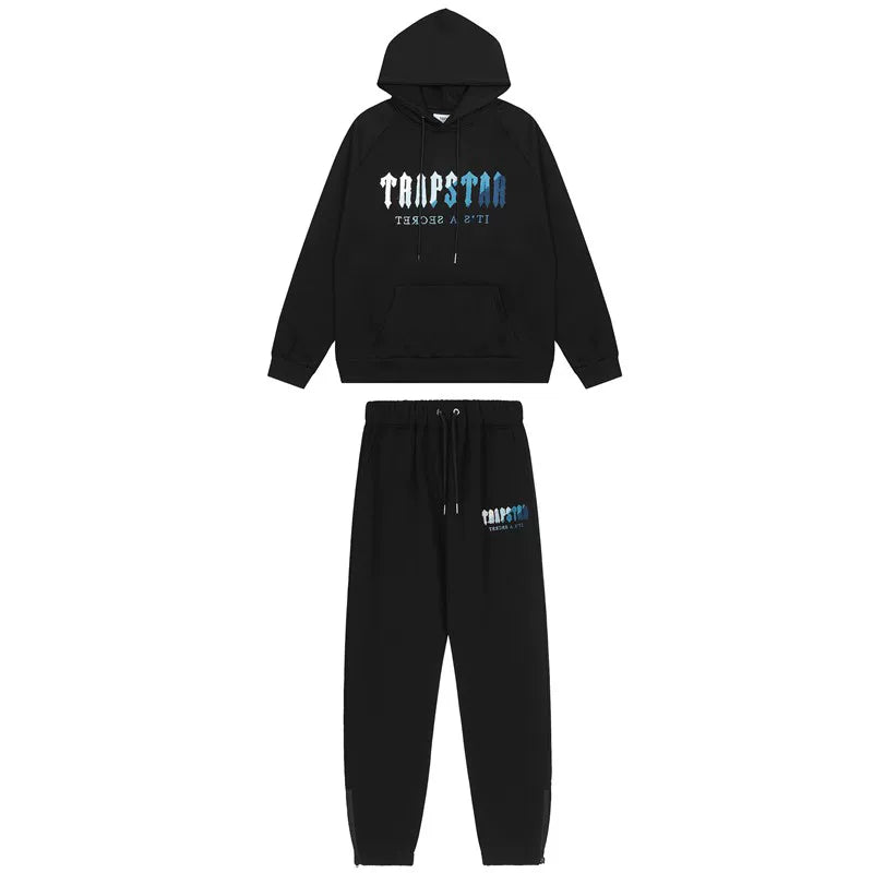 American tide trapstar blue gray tiger head gradient towel embroidered men's and female couple sweater trousers casual set (22)
