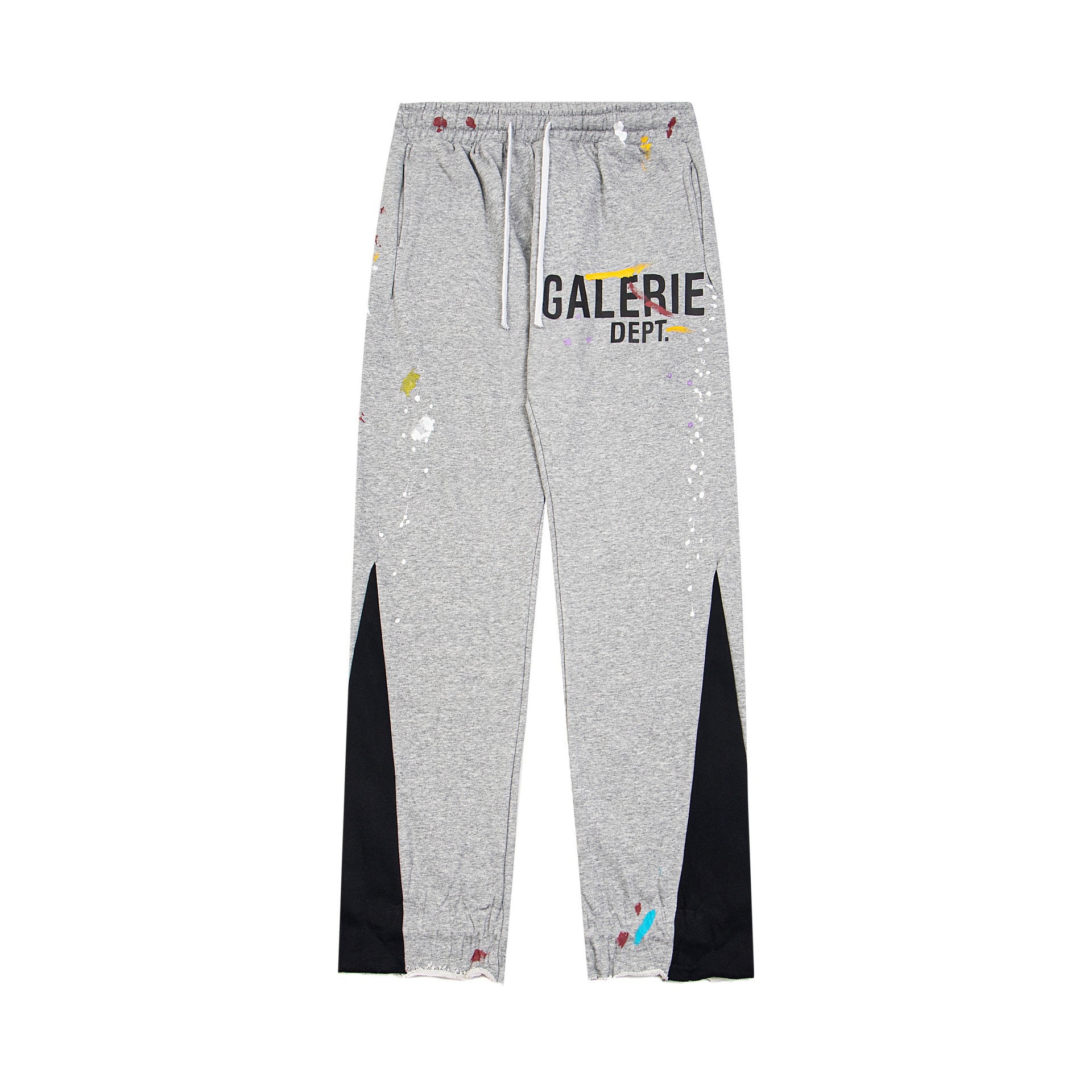 Gallery Dept  Grey Contrast Side Panel Logo Print Flare Sweatpants