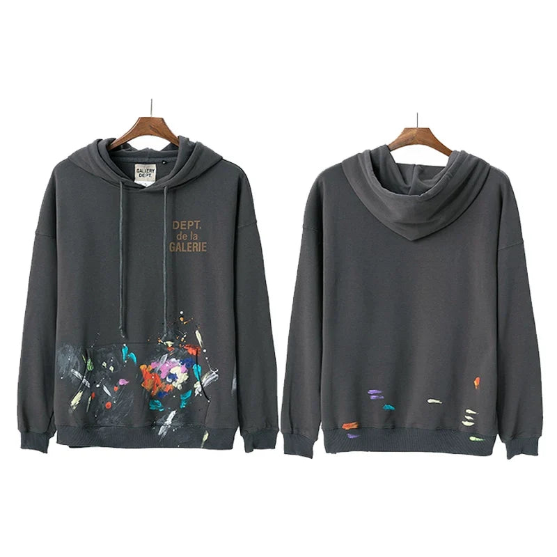 GALLERY DEPT PAINT SPLATTER HOODIE BLACK