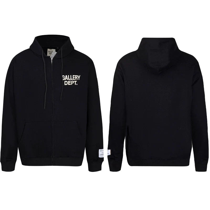 GALLERY DEPT LOGO ZIP UP HOODIE BLACK