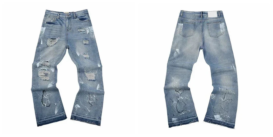 Gallery Dept Heavy Ripped Light‑Wash Jeans