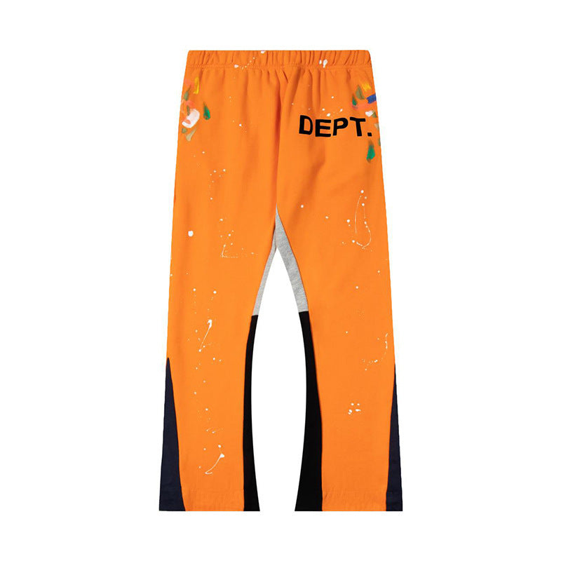 Gallery Dept Orange Vibrant Paint Splatter Inset Panel Flare Sweatpants