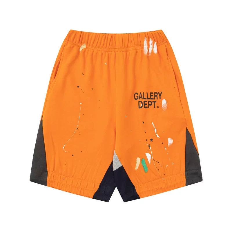 GALLERY DEPT PAINT SPLATTER PRINT ORANGE COTTON SHORTS
