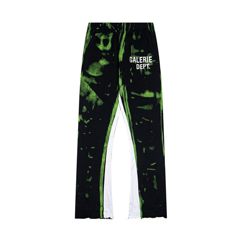 Gallery Dept Black Green Tie Dye Flare Sweatpants