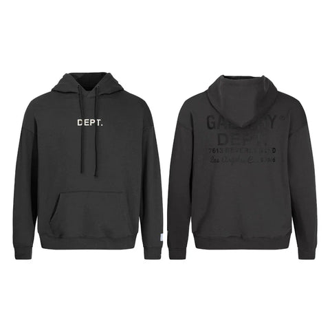 GALLERY DEPT HOLLYWOOD CA GOLD LOGO HOODIE BLACK
