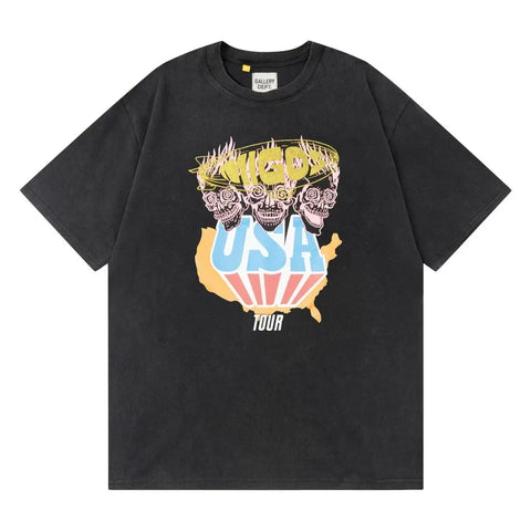 Gallery Dept Migos USA Tour Skull Vintage Wash Short Sleeve Tee