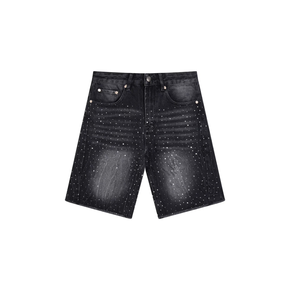 GALLERY DEPT RHINESTONE BLACK DENIM JORT SHORTS