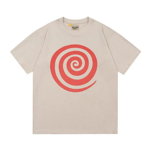 GALLERY DEPT RED SPIRAL CREAM SHORT SLEEVE TEE
