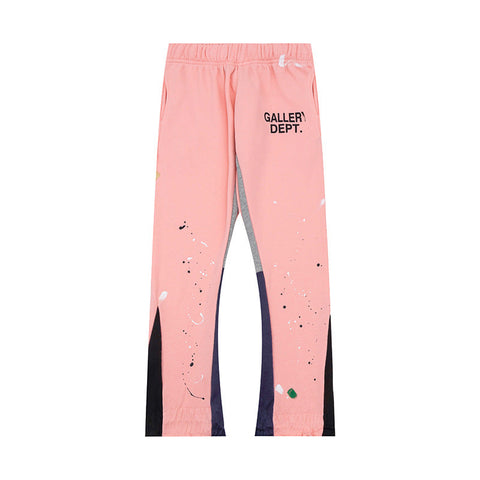 Gallery Dept Pink Paint Splatter Color Block Patchwork Flare Sweatpants