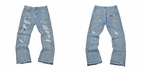 Gallery Dept Multi‑Mark Distressed Paint Jeans