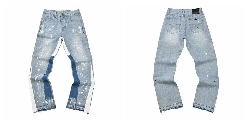 Gallery Dept White‑Trim Spliced Washed Jeans