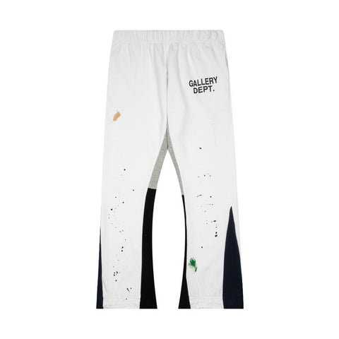 Gallery Dept White Paint Splatter Color Block Patchwork Flare Sweatpants