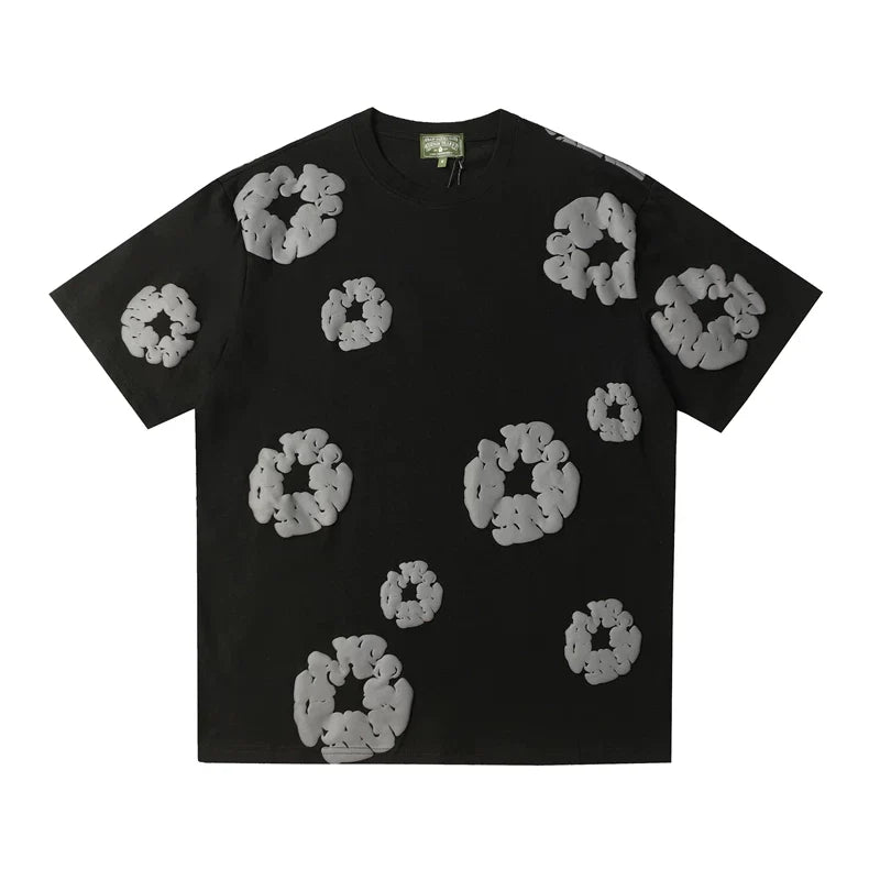 Denim Tears Cotton Wreath Black Grey Unisex Short Sleeve T Shirt