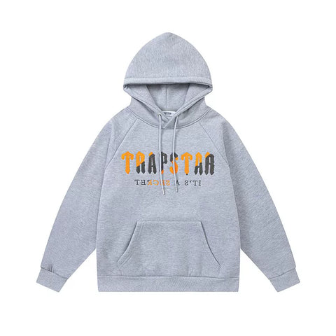 Trapstar autumn and winter casual sports suit hooded sweatshirt pants pullover simple letter drawstring top pants (8)