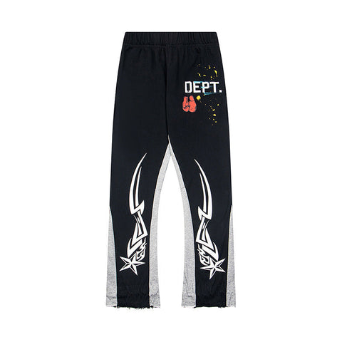 Gallery Dept Black Tribal Star Graphic Flare Sweatpants