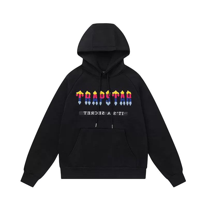 Trapstar autumn and winter casual sports suit hooded sweatshirt pants pullover simple letter drawstring top pants (44)