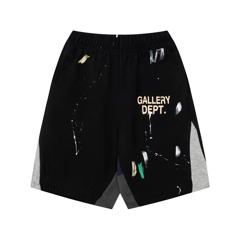 GALLERY DEPT PAINT SPLATTER PRINT BLACK COTTON SHORTS