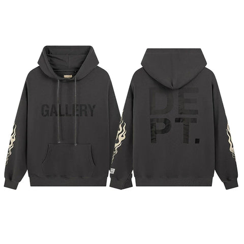 GALLERY DEPT FLAME SLEEVE HOODIE BLACK