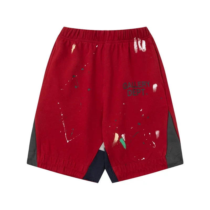 GALLERY DEPT PAINT SPLATTER PRINT RED COTTON SHORTS