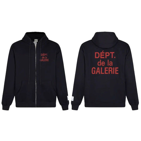GALLERY DEPT DEPT DE LA GALERIE ZIP‑UP HOODIE BLACK