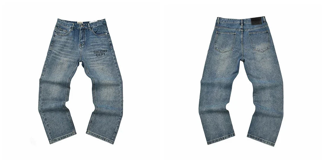 Gallery Dept Light‑Blue Text Logo Washed Jeans