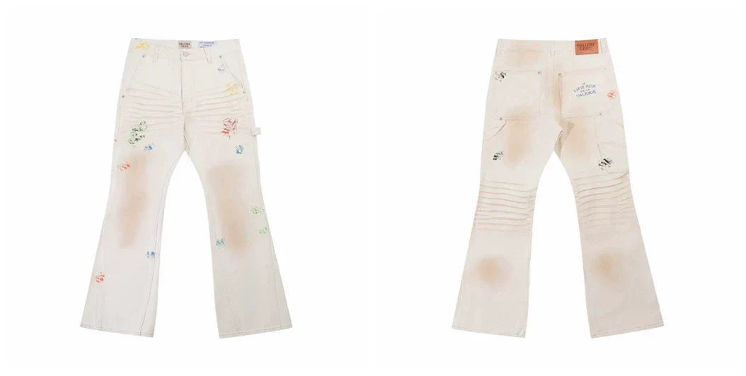 Gallery Dept Off‑White Floral Print Washed Jeans