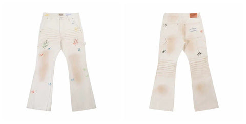 Gallery Dept Off‑White Floral Print Washed Jeans