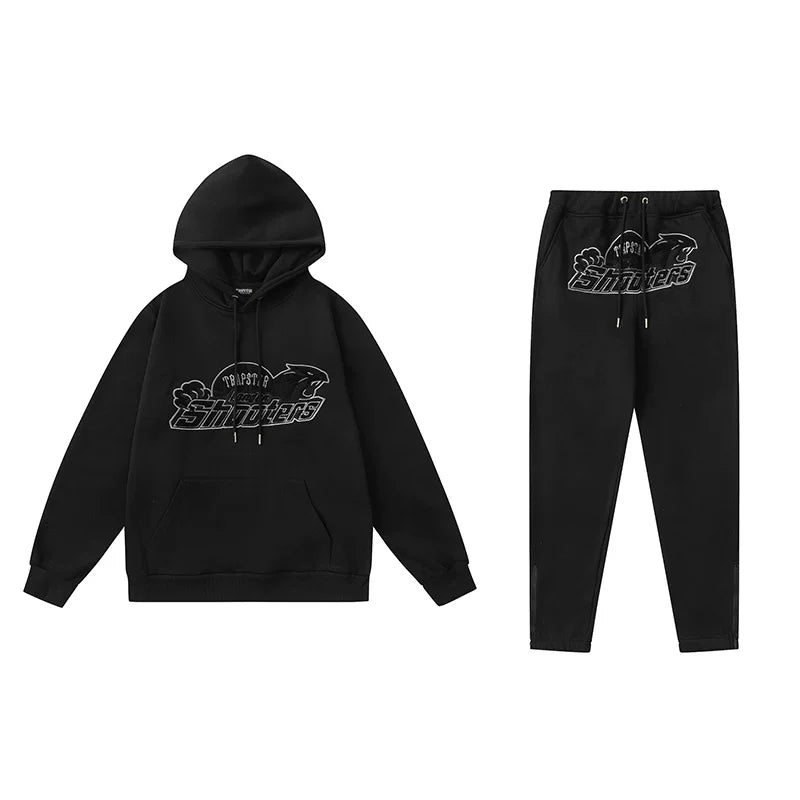 American tide trapstar blue gray tiger head gradient towel embroidered men's and female couple sweater trousers casual set (8)