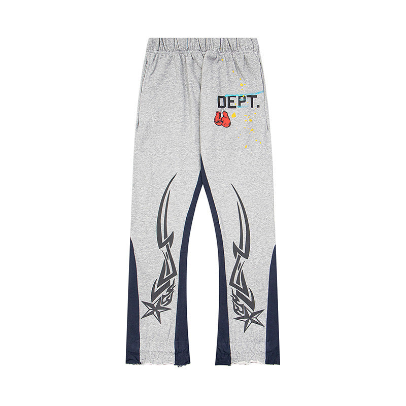 Gallery Dept Heather Grey Tribal Star Printed Flare Sweatpants