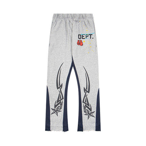 Gallery Dept Heather Grey Tribal Star Printed Flare Sweatpants