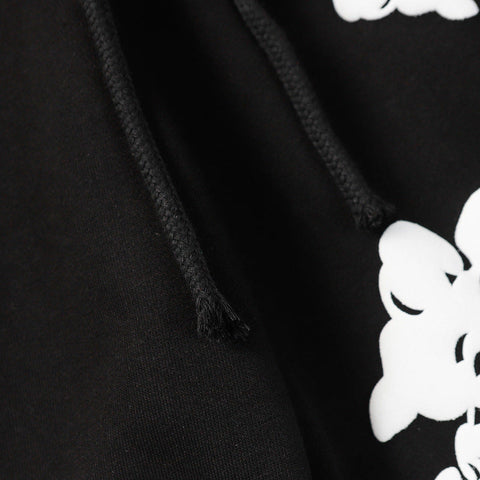 Denim Tears Black Cotton Sweat Shorts With White Textured Flower Wreath Print