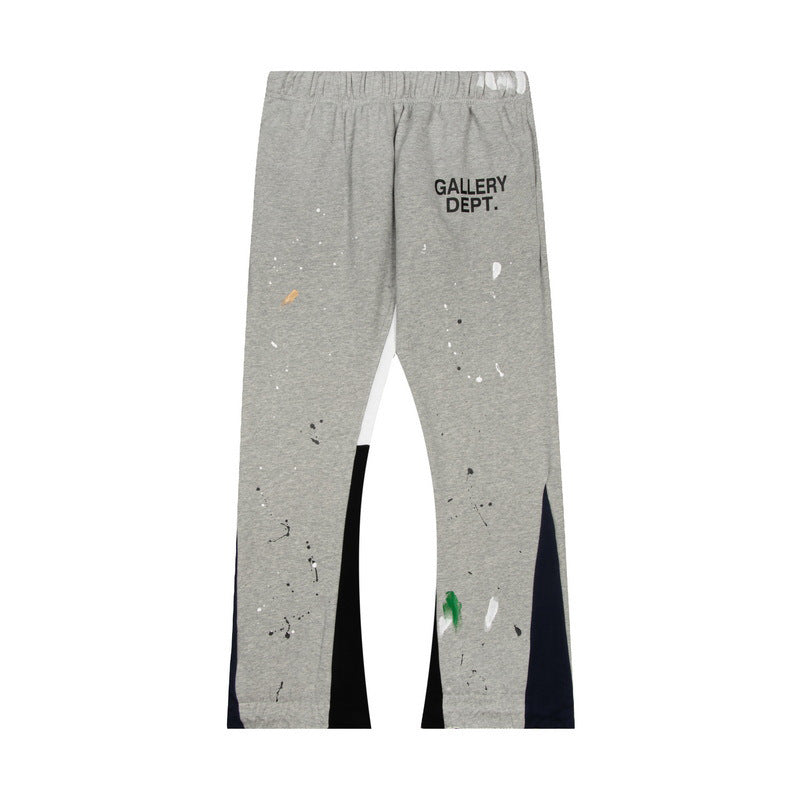 Gallery Dept Heather Grey Paint Splatter Color Block Patchwork Flare Sweatpants