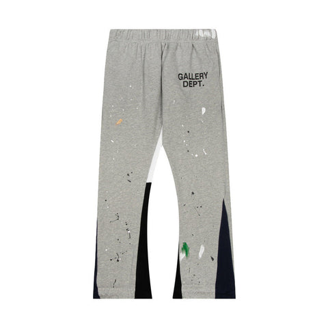 Gallery Dept Heather Grey Paint Splatter Color Block Patchwork Flare Sweatpants