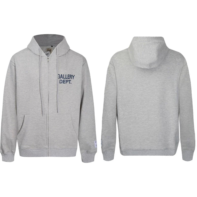 GALLERY DEPT LOGO ZIP UP HOODIE BLACK
