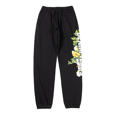 Denim Tears Black Floral Graphic Print Jogger Sweatpants
