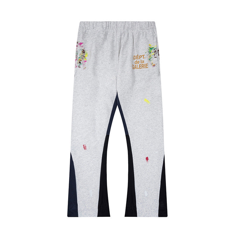 Gallery Dept Heather Grey Paint Splatter Patchwork Flare Sweatpants