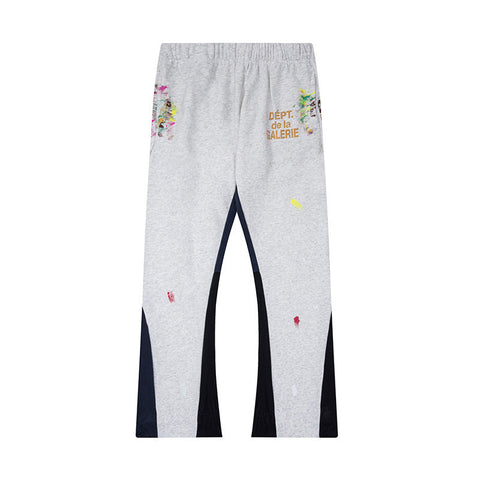 Gallery Dept Heather Grey Paint Splatter Patchwork Flare Sweatpants