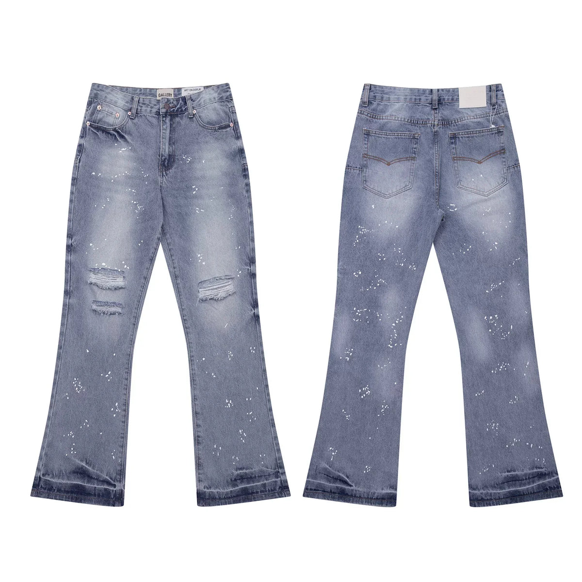 Gallery Dept Light‑Wash Ripped Paint‑Speck Jeans