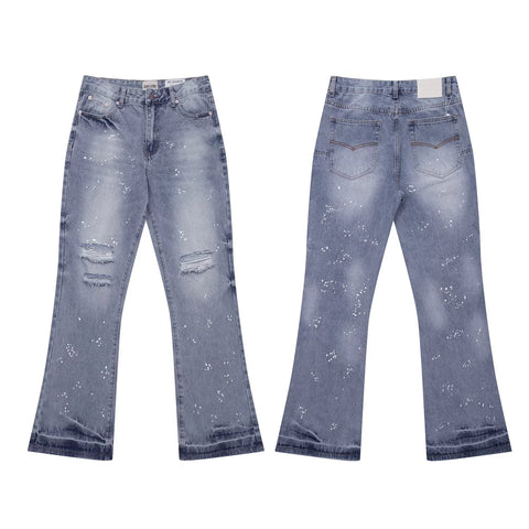 Gallery Dept Light‑Wash Ripped Paint‑Speck Jeans
