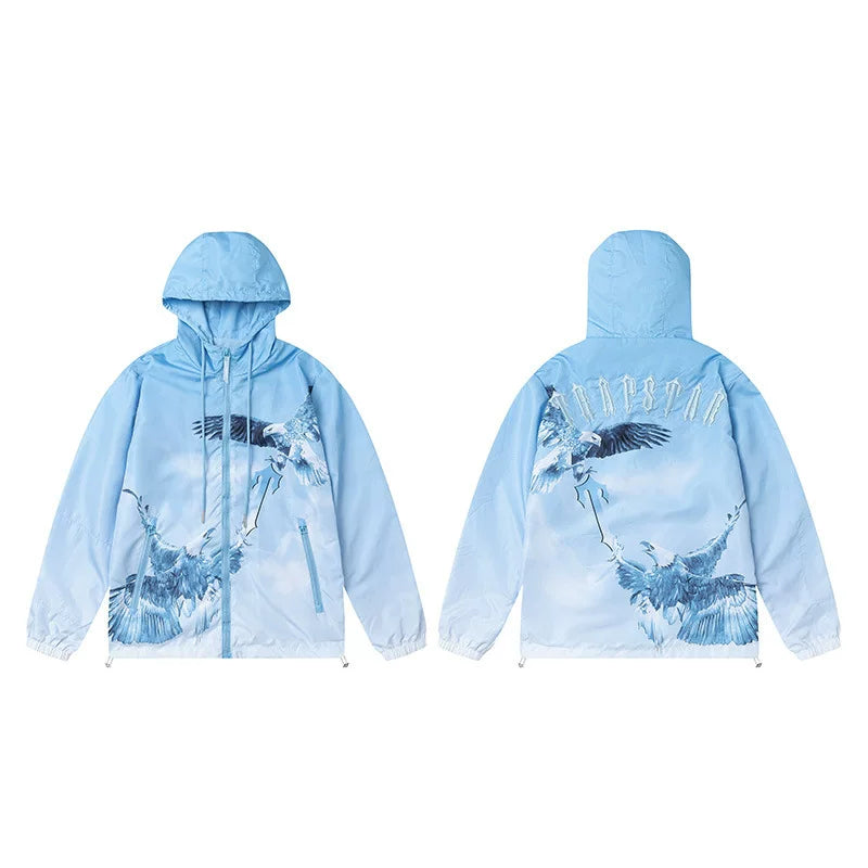 Trapstar Eagle Print Sky Blue Hooded Windbreaker