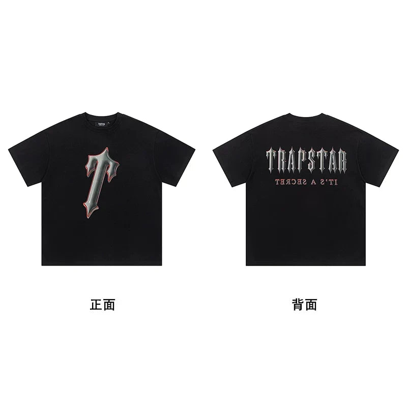 Trapstar short-sleeved T-shirt summer 2025 new letter print men and women casual loose round neck European and American trendy ins (19)