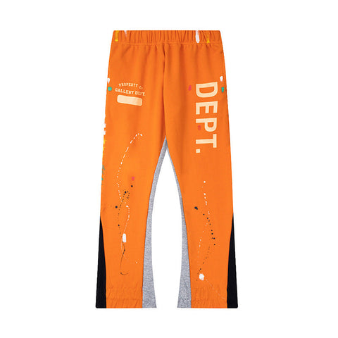 Gallery Dept Orange Vertical Dept Logo Paint Splatter Flare Pants