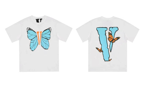 Vlone Butterfly Graphic T-Shirt - White/Blue