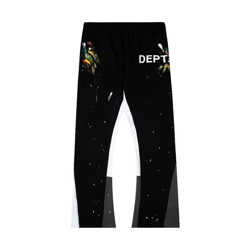 Gallery Dept Black Artistic Paint Splatter Color Inset Flare Sweatpants