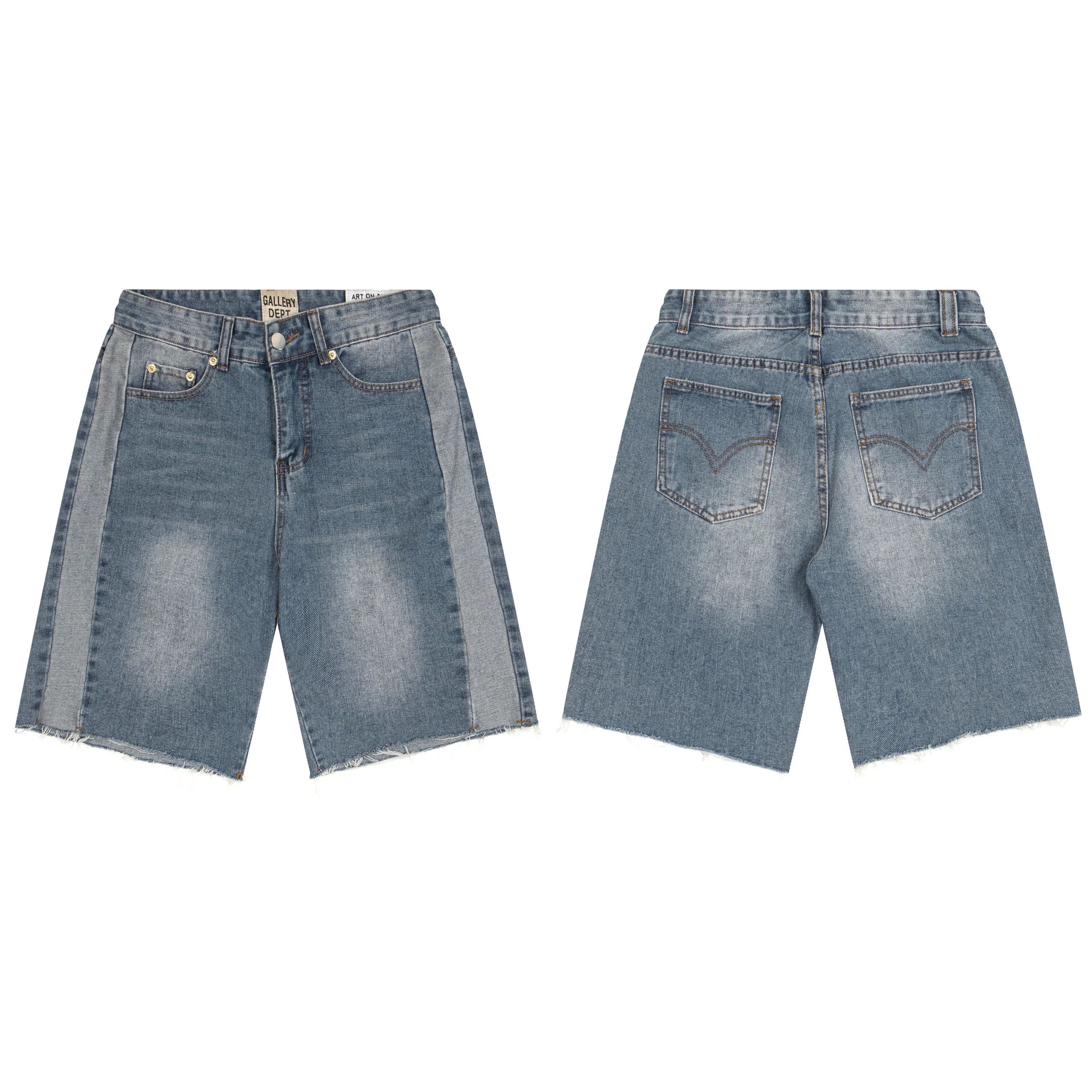 GALLERY DEPT PANELED DENIM JORT SHORTS LIGHT WASH